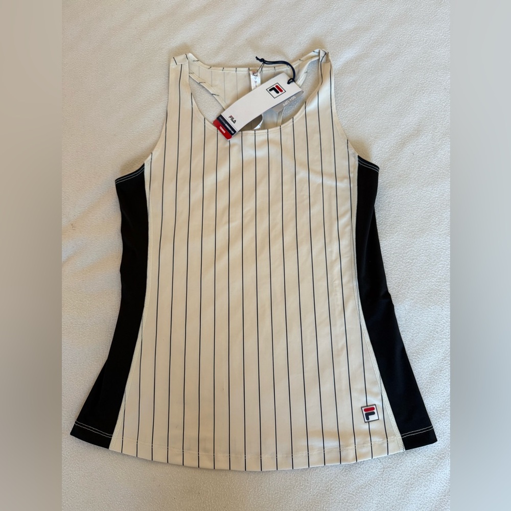 Fila Performance Iconic Racerback Tank Top Black And Ivory Sz S NWT